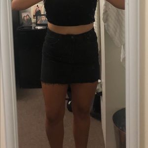 F21 PREMIUM BLACK DENIM MINI SKIRT